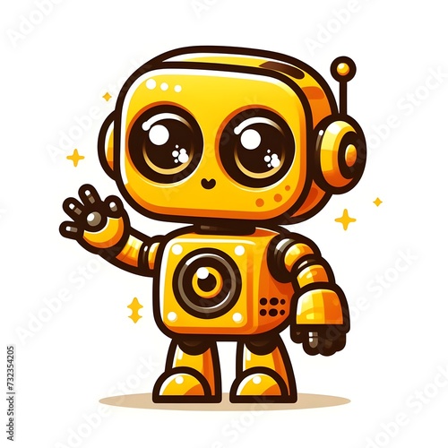 Very cute yellow robot vector. 