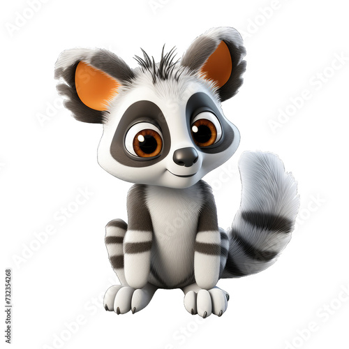 Lemur cartoon character on transparent Background