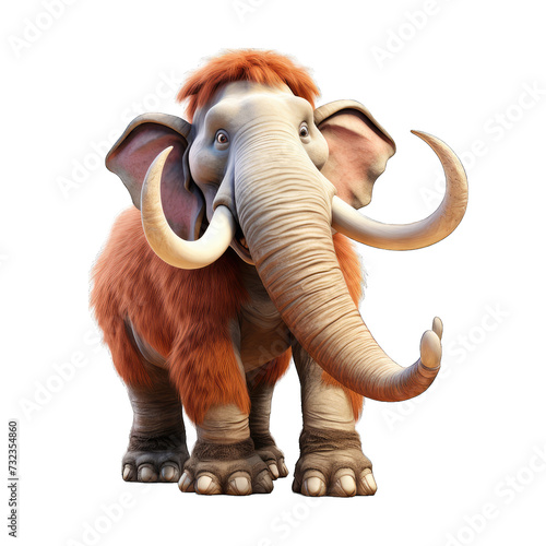 Mammoth cartoon character on transparent Background