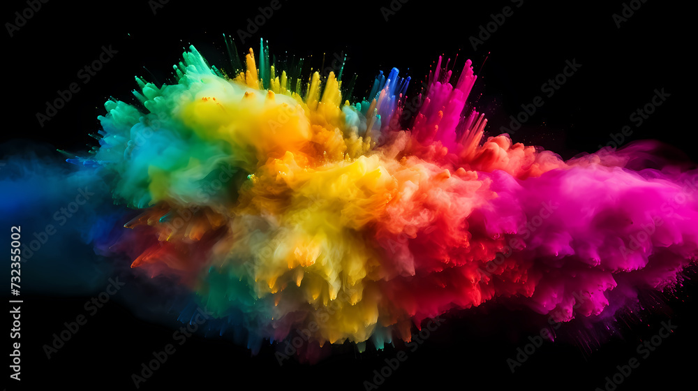 Happy Holi festival concept in India, colorful powder background