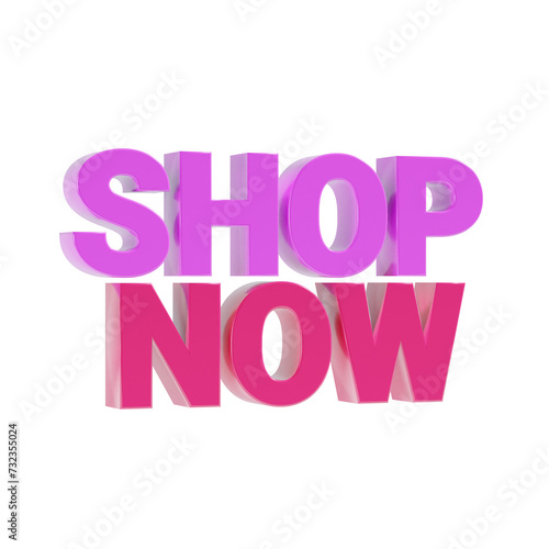 shop now shopping text 3d icon