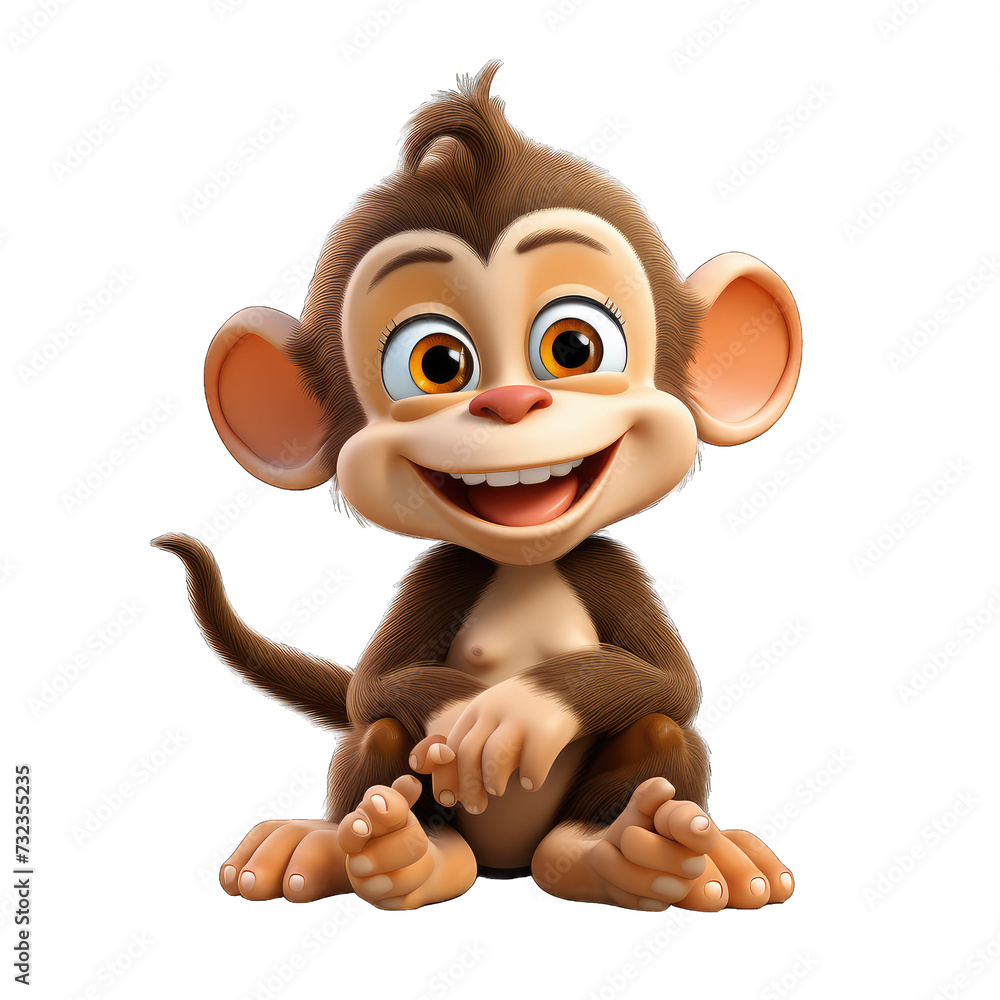 Fototapeta premium monkey cartoon character on transparent Background