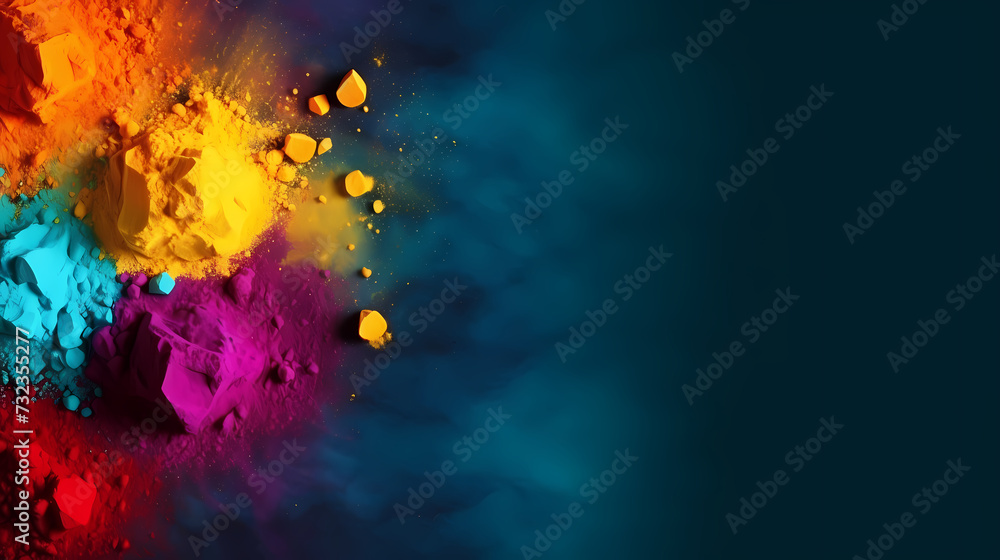 Happy Holi festival concept in India, colorful powder background Happy Holi festival concept in India, colorful powder background