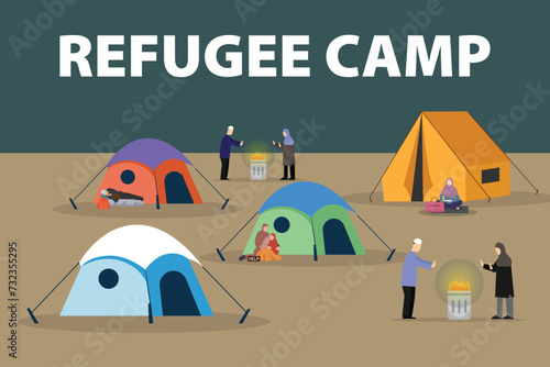 Stateless refugees asylum flat 2d vector illustration
