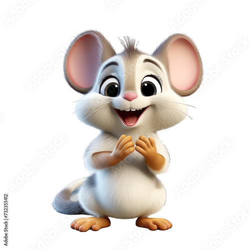 Mouse cartoon character on transparent Background