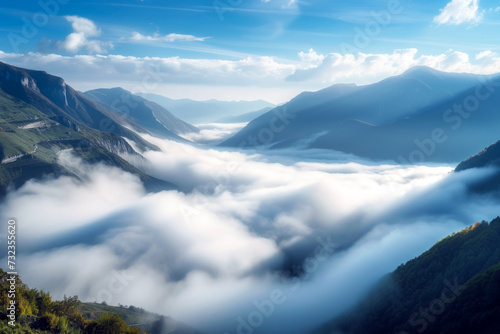 The Scenery of Mountains and a Sea of Clouds. Stimulating Grandeur and Adventure.