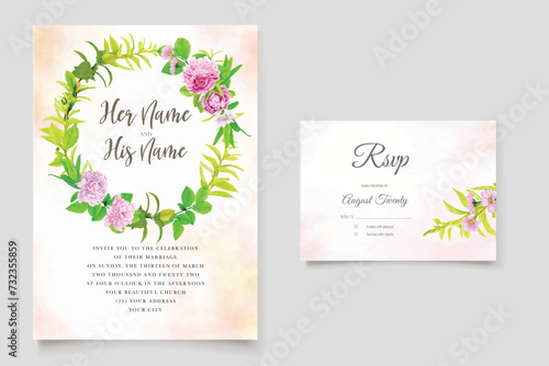 watercolor peonies background and wreath background illustration