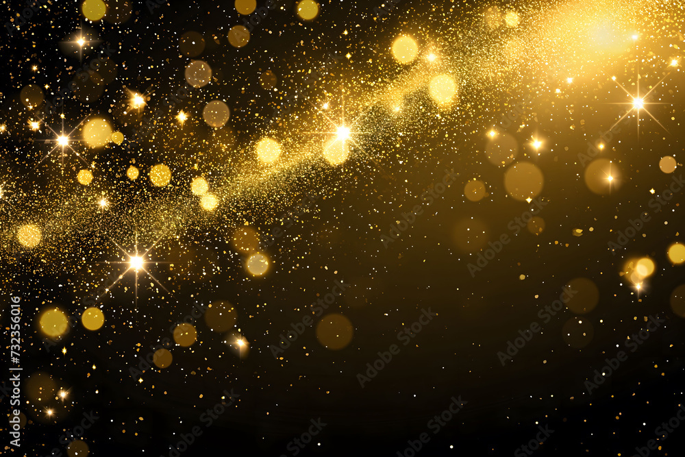 Golden Sparkles and Glitters on a Dark Background for Festive Occasions Golden Sparkles and Glitters on a Dark Background for Festive Occasions