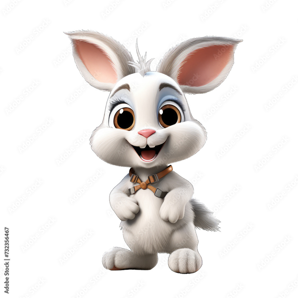 Rabbit cartoon character on transparent Background
