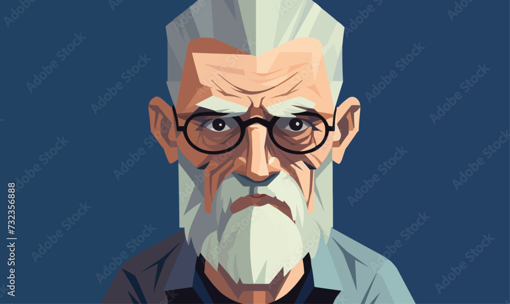 angry old man vector flat minimalistic isolated illustration