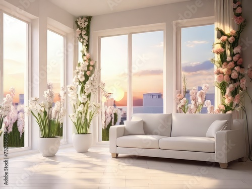 White interior design room house, all stuff are white decoration.