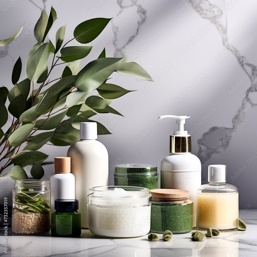 spa still life with bottle of perfume