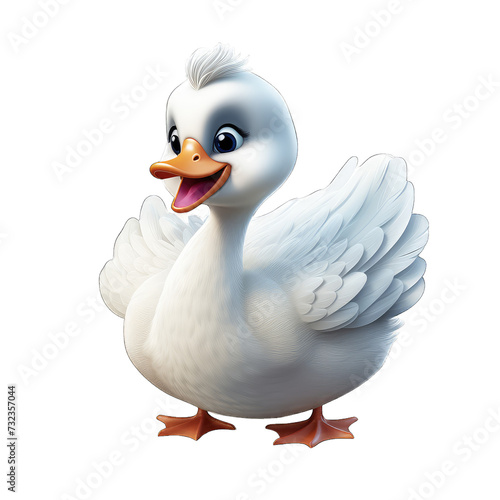 Swan cartoon character on transparent Background
