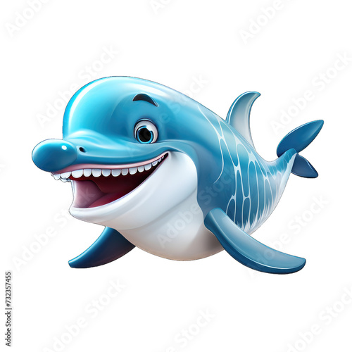 Whale cartoon character on transparent Background