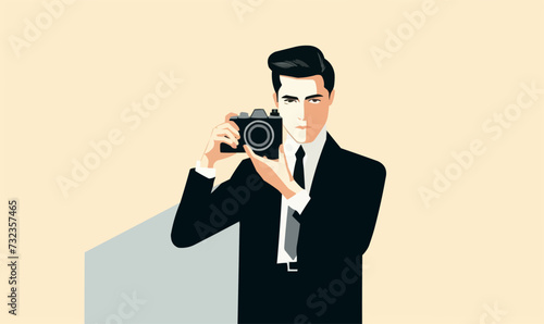 man with camera vector flat minimalistic isolated illustration
