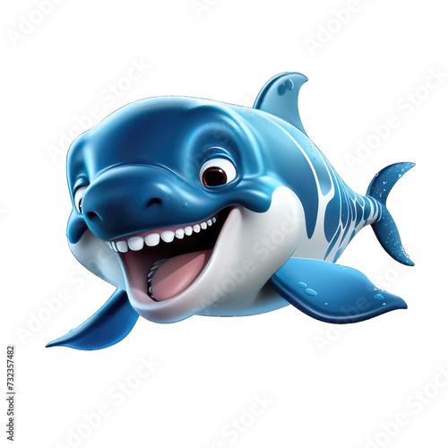 Whale cartoon character on transparent Background