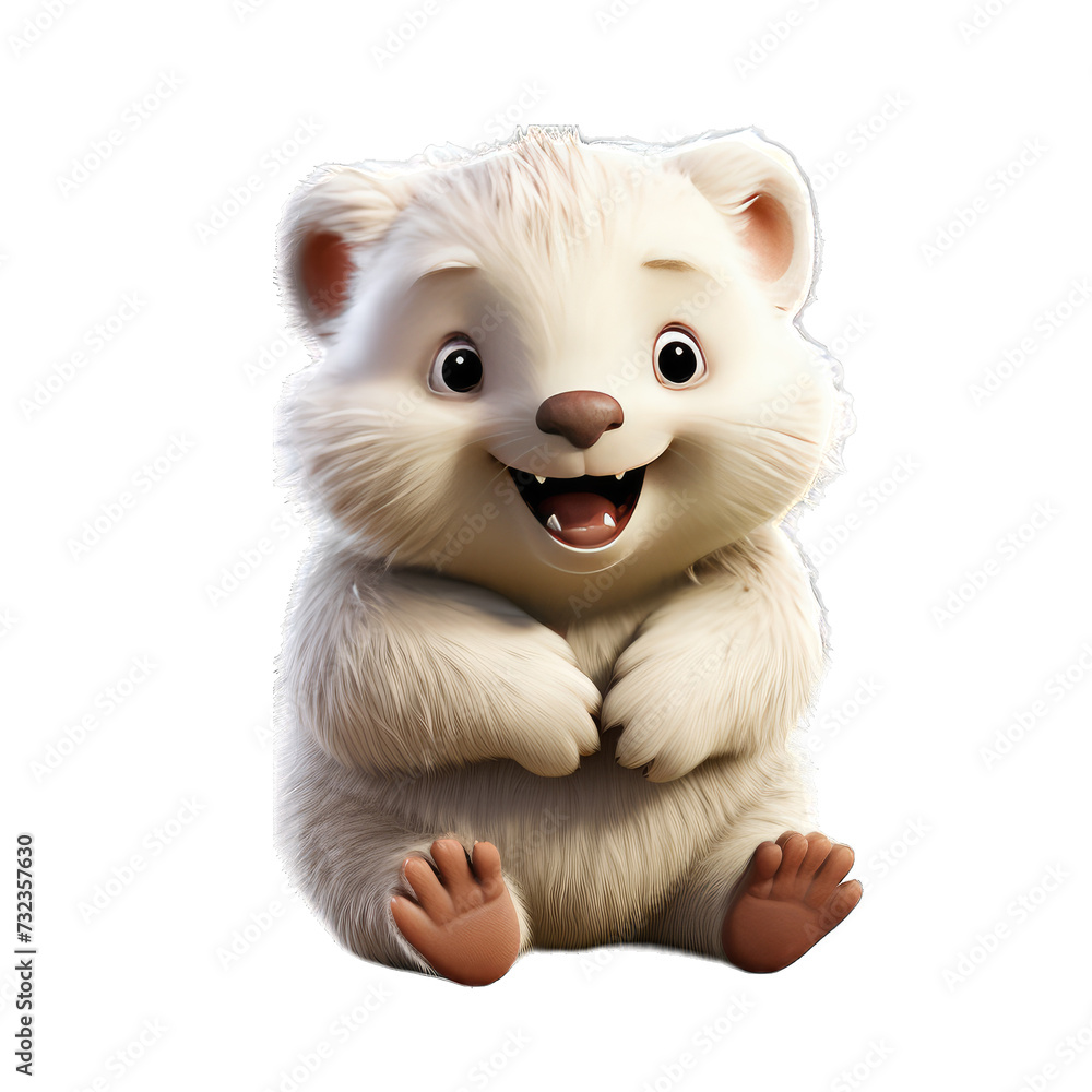 Wombat cartoon character on transparent Background