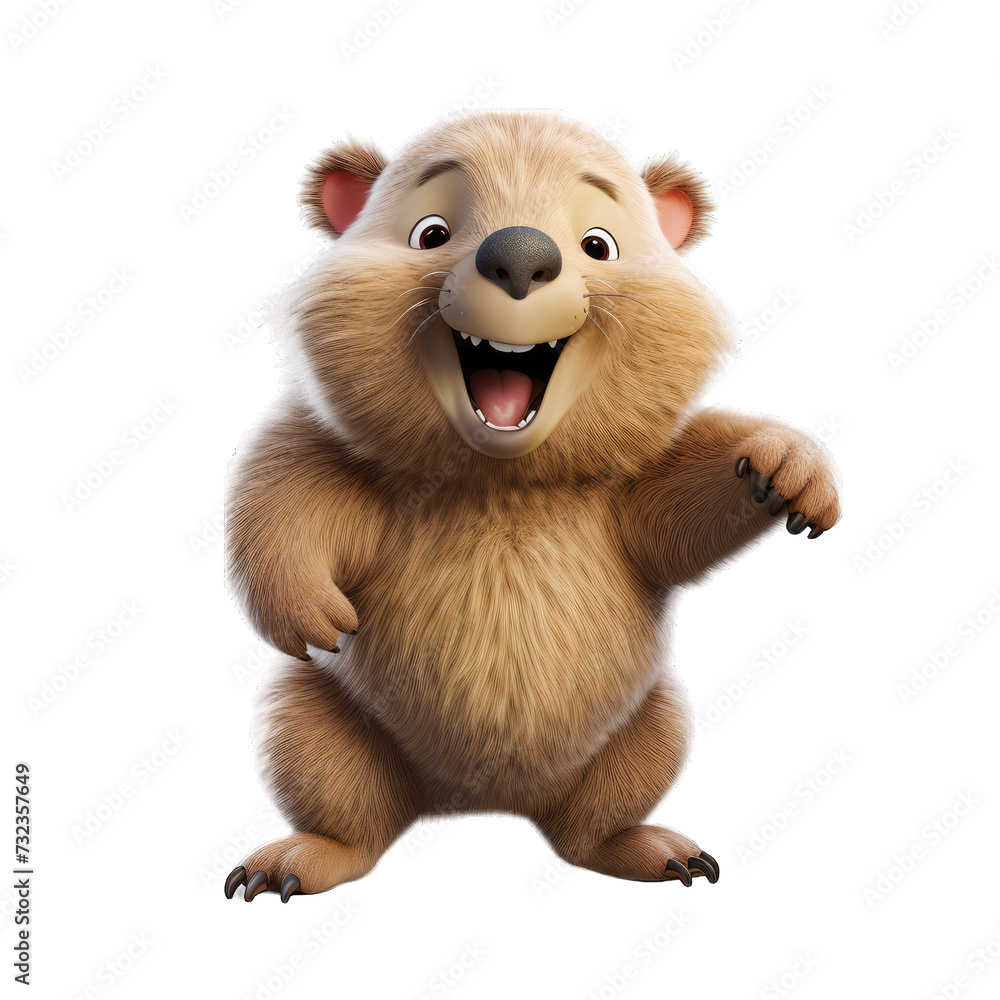 Wombat cartoon character on transparent Background Wombat cartoon character on transparent Background