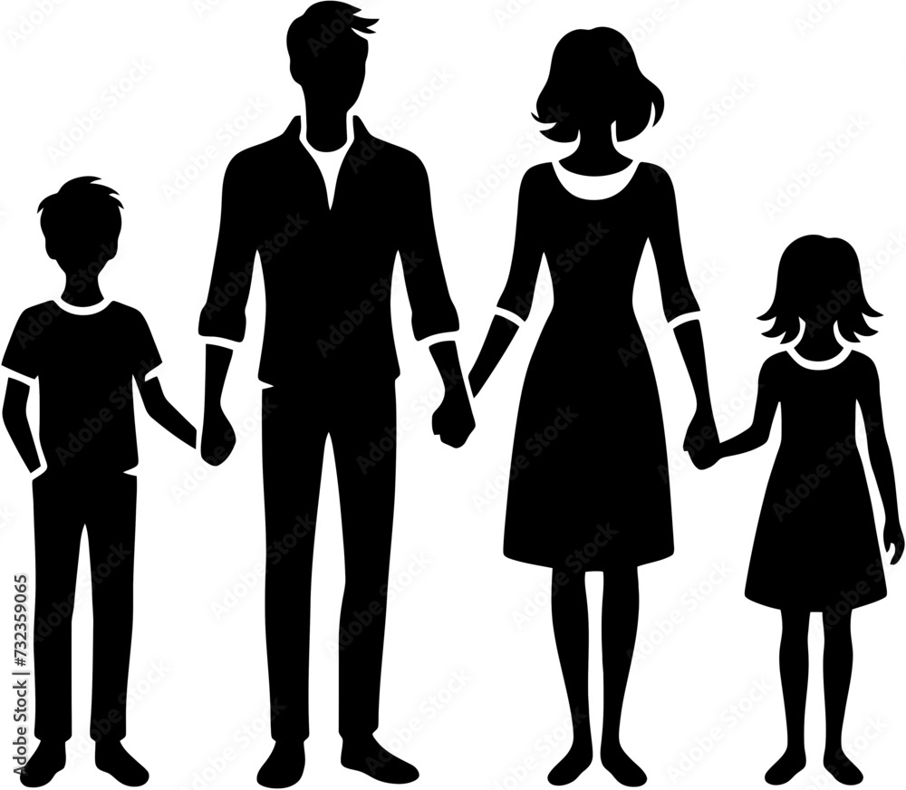 Silhouette of a Family Holding Hands