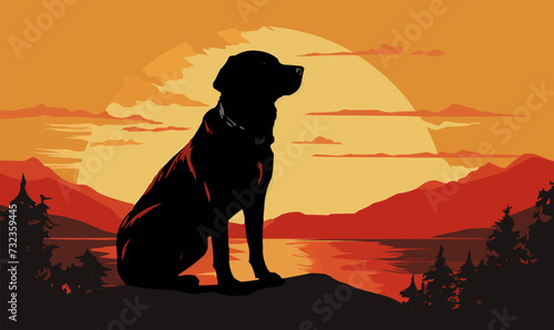 dog silhouette labrador retriever pet design illustration