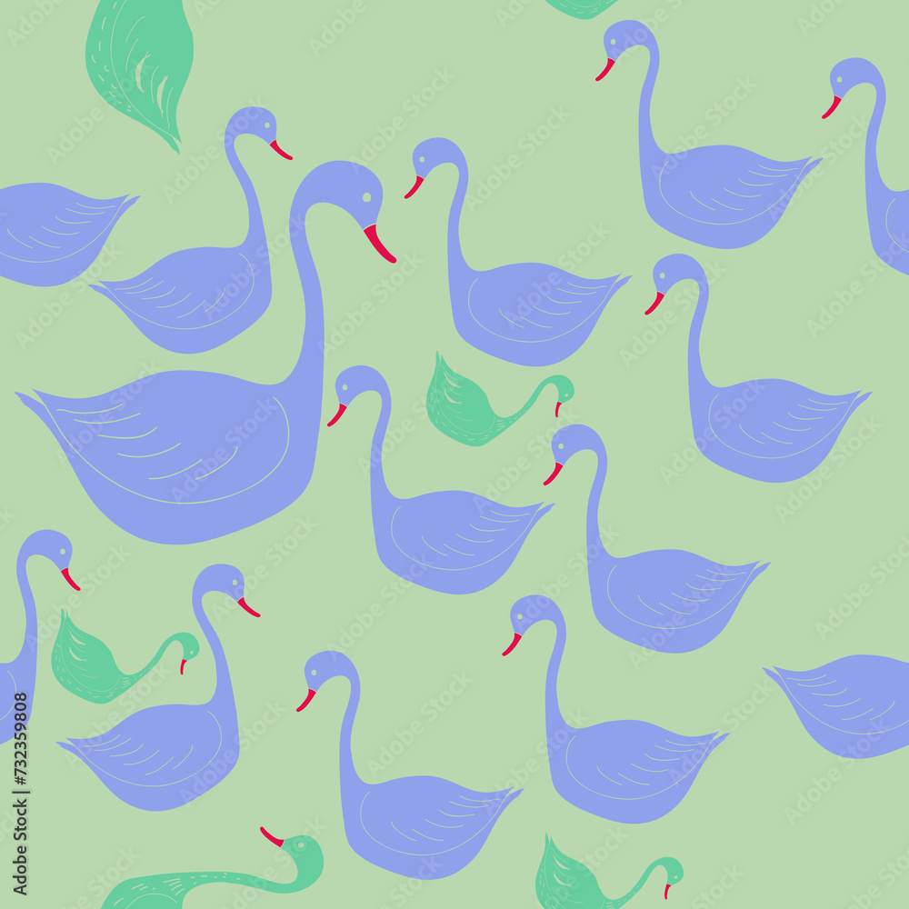 Seamless doodle swans . Hand drawn. Seamless doodle swans . Hand drawn.