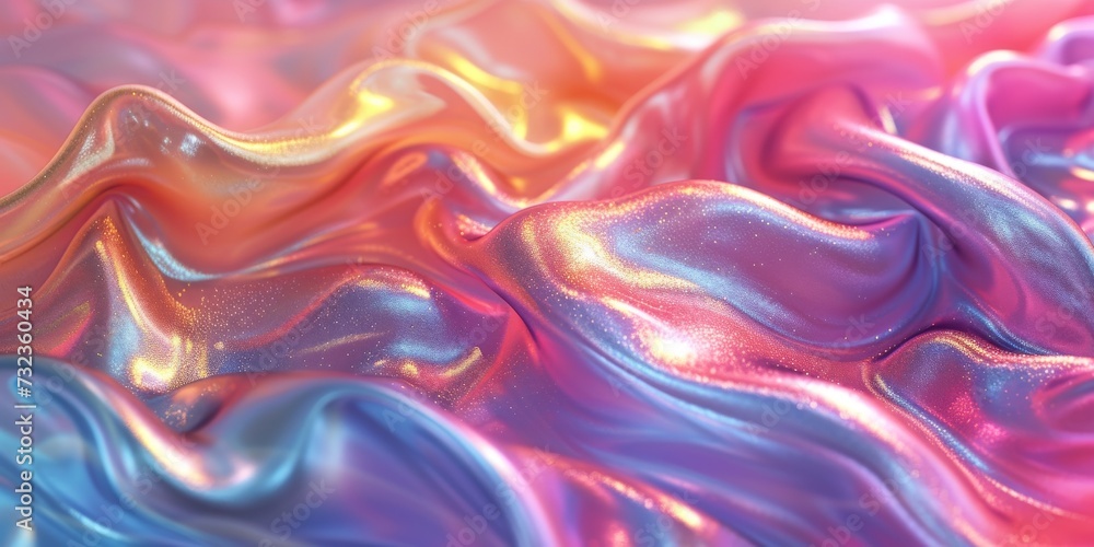 Abstract gradient holographic melty metallics background with pastel colors