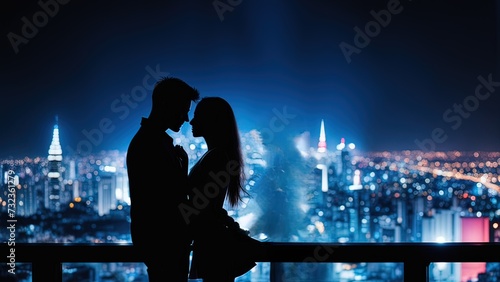 couple in the city at night