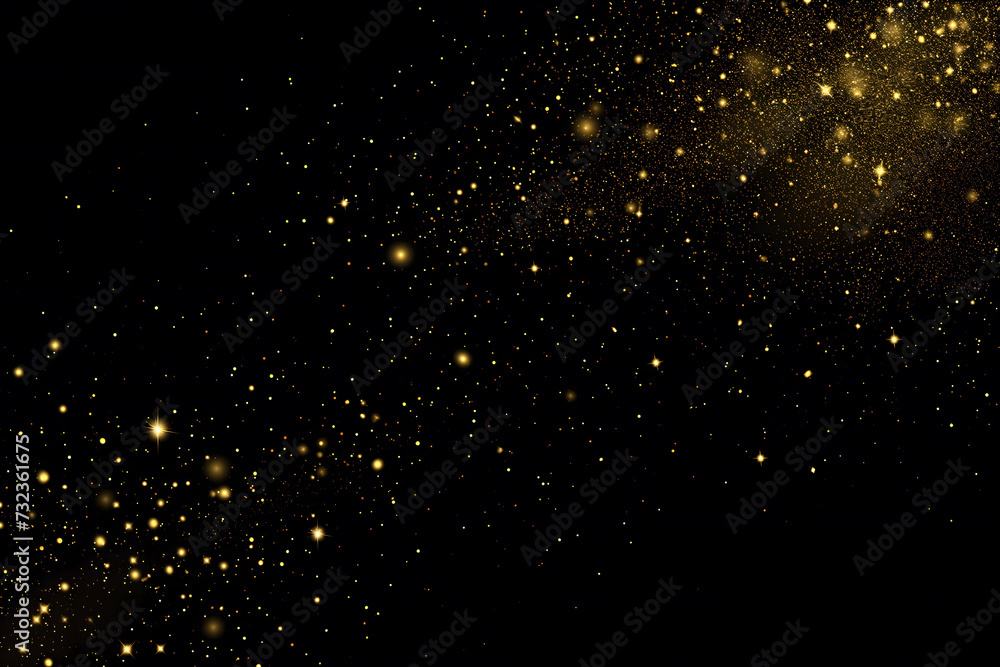Obraz premium Golden Sparkling Particles on Black Background for Festive Design