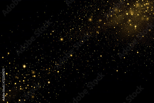 Golden Sparkling Particles on Black Background for Festive Design
