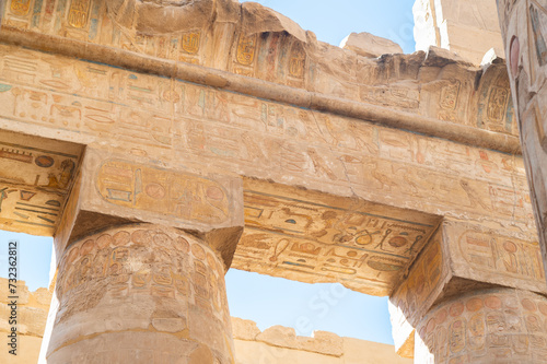 The anchient wall of the Karnak temple in Luxor, Egypt. Concept of international travel, vacation, leasure. photo