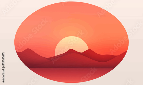 Sunrise vector simple 3d smooth cut and paste white isolated illustration photo