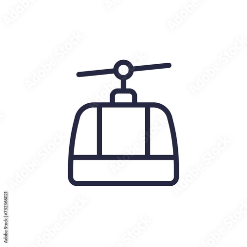 funicular, cable car line icon on white