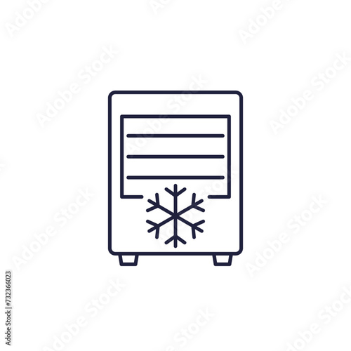 fridge, supermarket freezer line icon on white