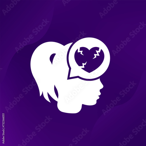 girl with broken heart icon, heartbreak vector design