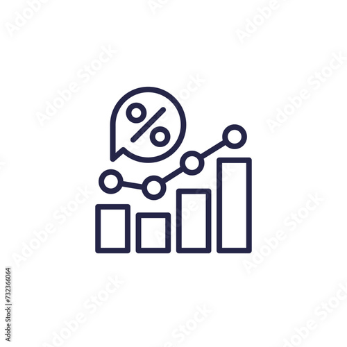 high interest rate line icon with a graph