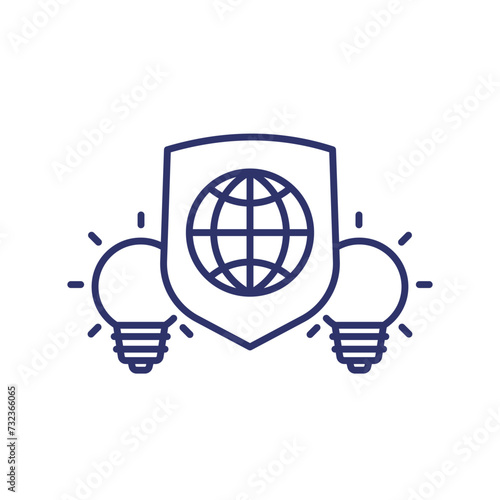 global patent protection line icon