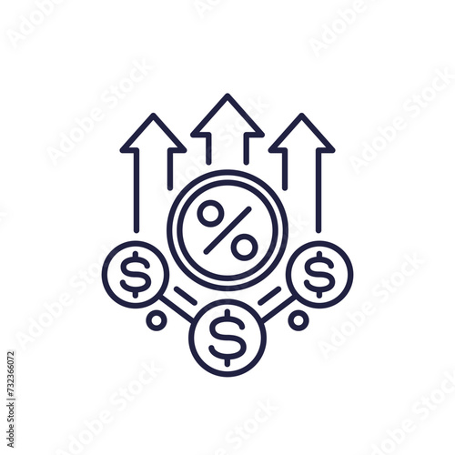 high interest rate line icon