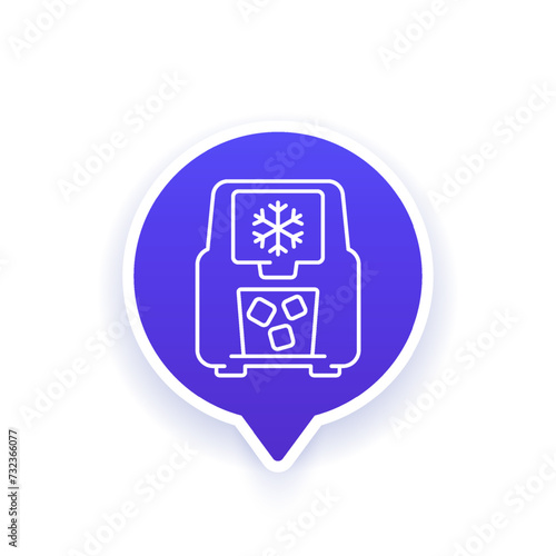 ice maker icon, ice machine in line design
