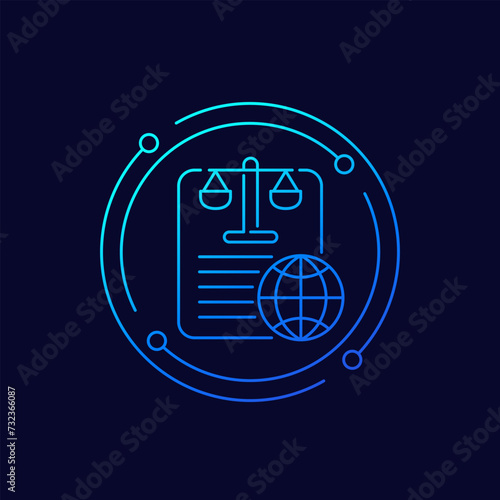 legal document icon, international law linear design