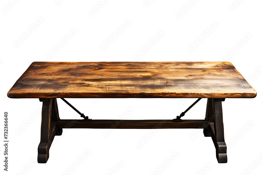 EEmpty dark black wooden floor or table top isolated on cut out PNG or transparent background. Realistic wooden table. Element for your design, advertising. Realistic clipart template pattern. 