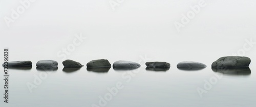 Zen Path of Stepping Stones in Misty Water 