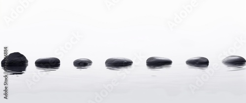 Zen Path of Stepping Stones in Misty Water 
