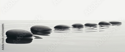 Zen Path of Stepping Stones in Misty Water
