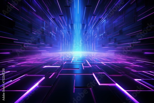 Futuristic Neon high tech background. Tech speed art. Generate Ai