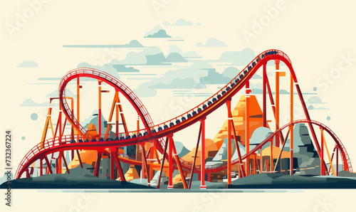 roller coaster vector flat minimalistic isolated vector style illustration - photo