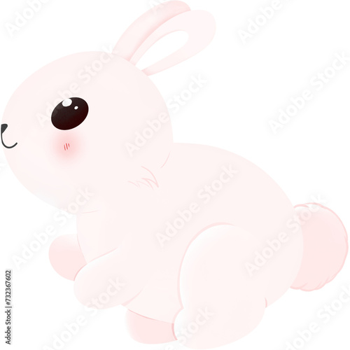 Happy baby bunny cartoon illustration in pink, perfect for Easter and animal lovers