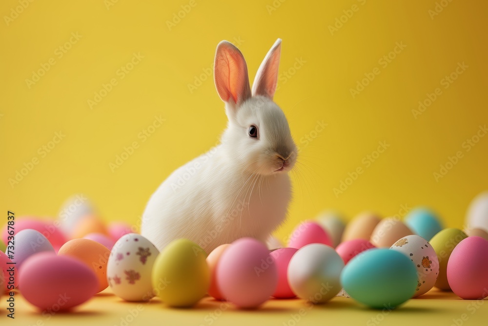 Happy Easter Eggs Basket hijinks. Bunny in flower easter excited decoration Garden. Cute hare 3d urban easter rabbit spring illustration. Holy week mild card wallpaper furry friend Happy Easter Eggs Basket hijinks. Bunny in flower easter excited decoration Garden. Cute hare 3d urban easter rabbit spring illustration. Holy week mild card wallpaper furry friend