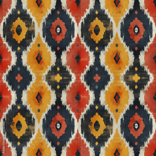 Diamond Aztec Fabric ikat seamless pattern