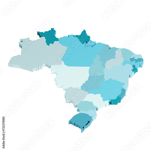 3D Blue Brazil States map