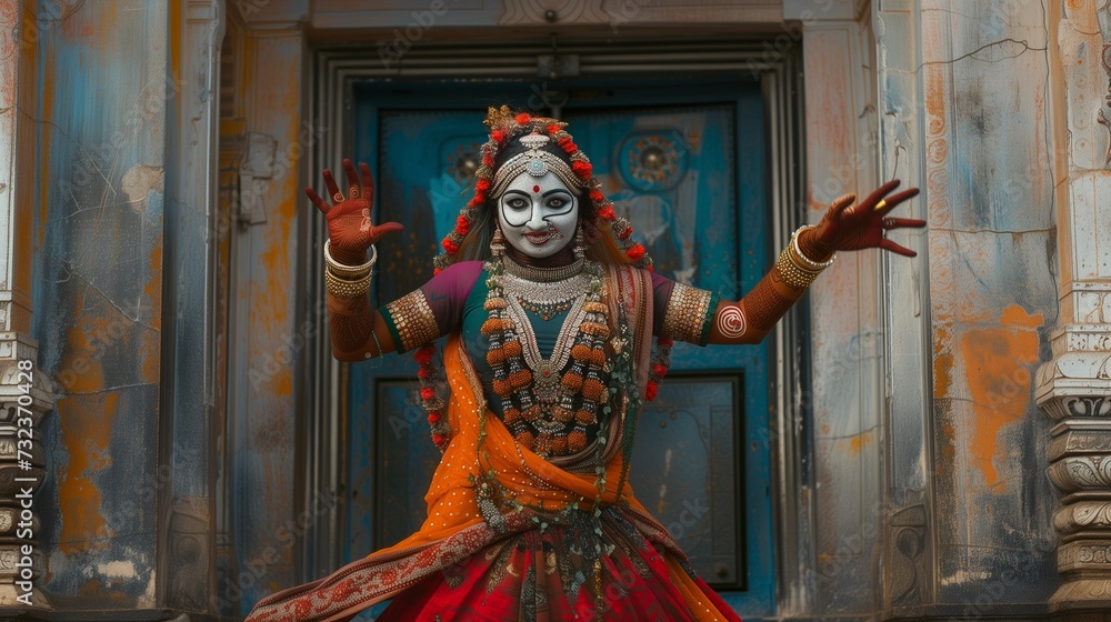 hindu woman praying in the lotos pose